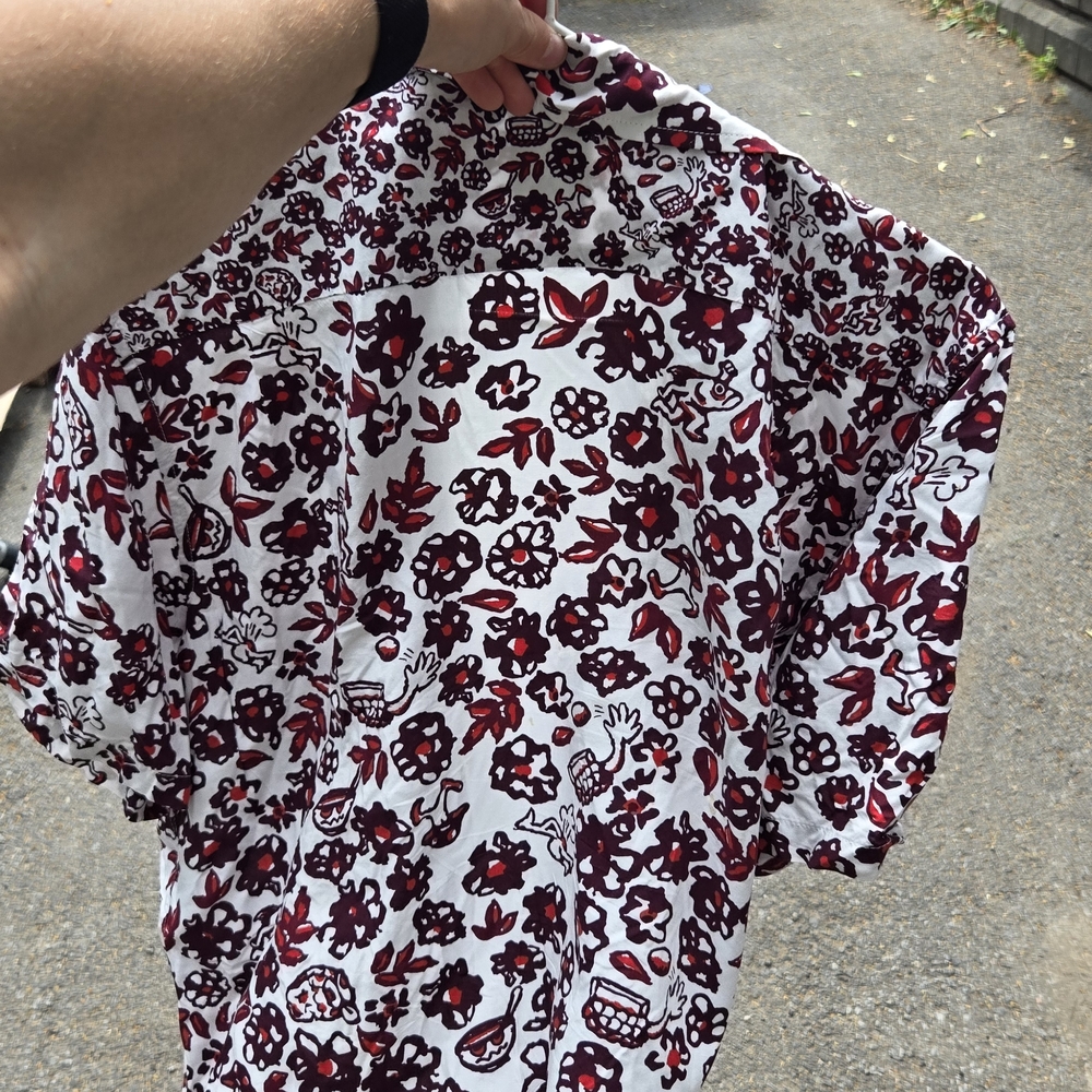 Vans Maroon and White Floral Shirt